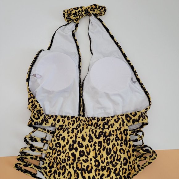 Aqua Eve Women Sexy One Piece Swimsuit Halter Plunge V Neck Cutout  NWT - Picture 7 of 12